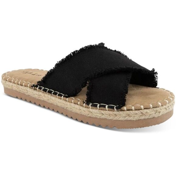Style & Co. Womens Black Raw Hem Textured Slip On Espadrilles Shoes NWT - Picture 1 of 3